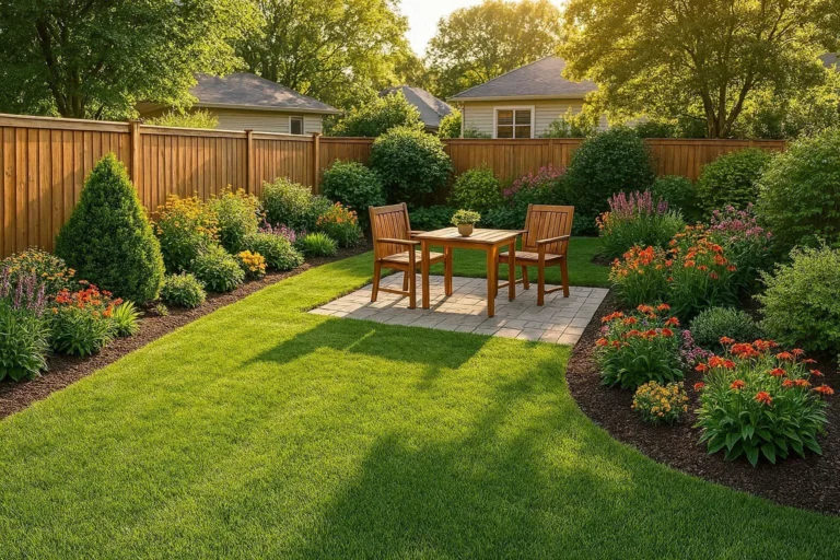 AppcGarden backyard guide by ActivePropertyCare showing a well-designed suburban outdoor space