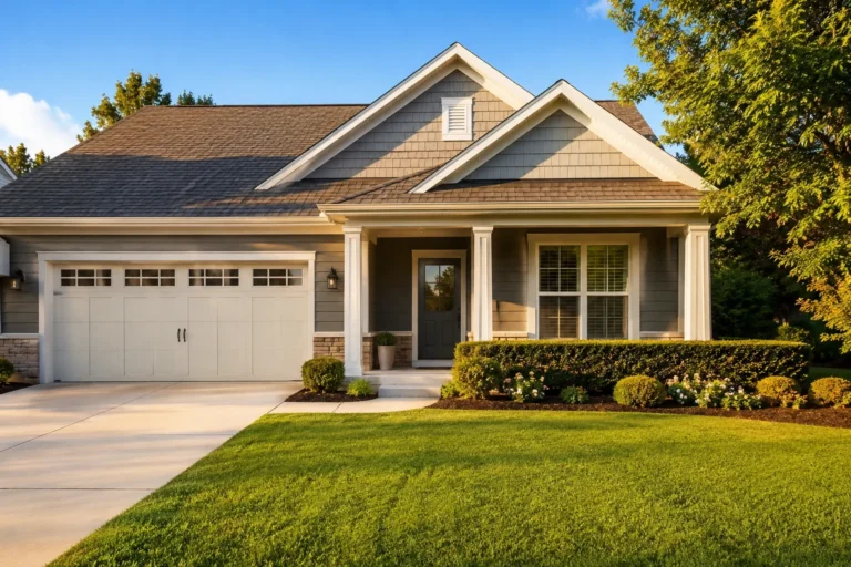 Well-maintained suburban home exterior with manicured lawn and fresh curb appeal before listing